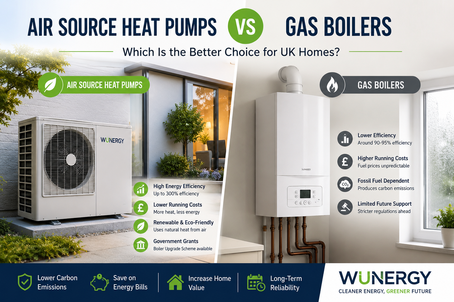 air source heat pumps vs gas boilers