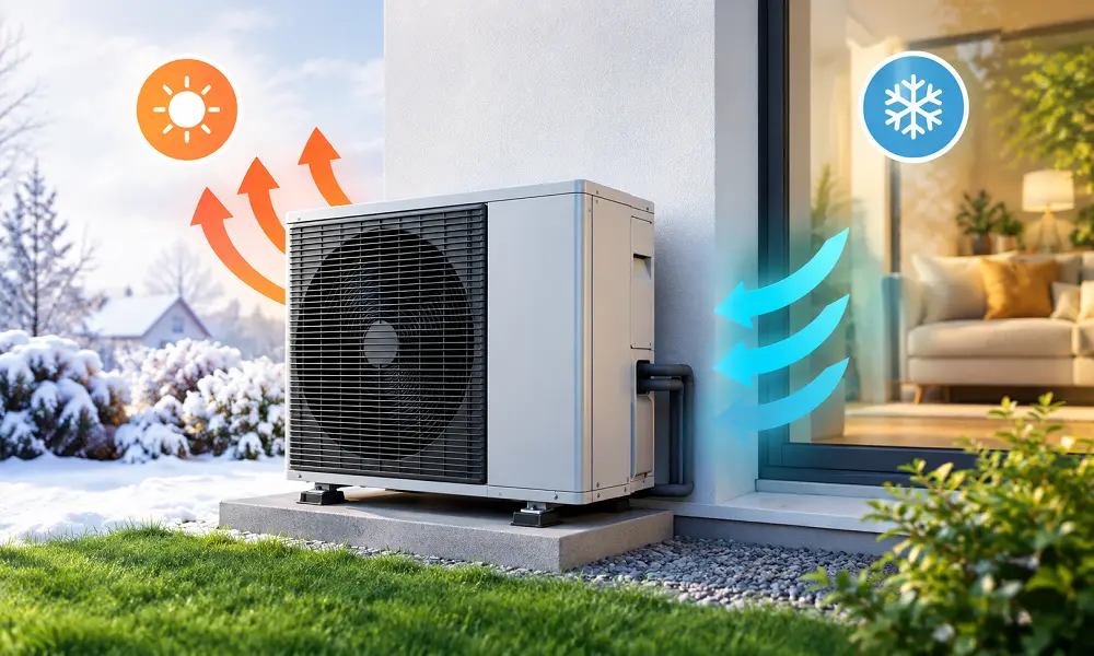 Heat pump for home heating and cooling